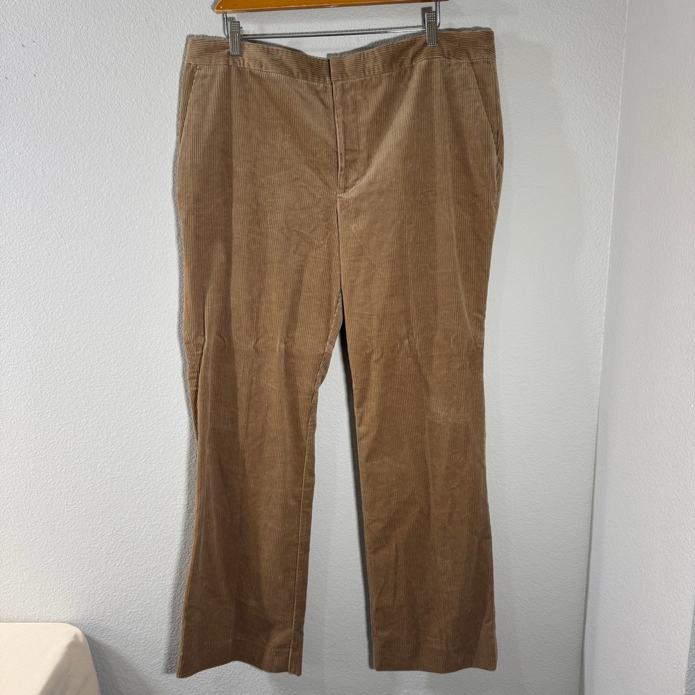 Lauren Ralph Lauren Tan Corduroy Straight Leg Pants Women's 16 Camel Cotton EUC